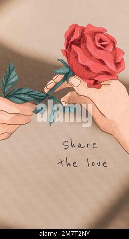 Valentine&rsquo;s day editable template vector share the love mobile lockscreen Stock Vector