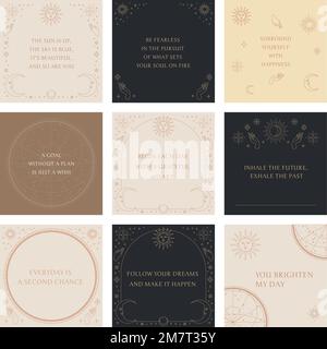 Celestial art vector editable template set Stock Vector