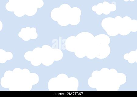 Background seamless pattern vector with cute fluffy cloud Stock Vector