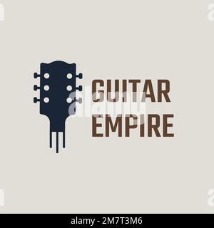 Guitar logo vector minimal design with edit text Stock Vector