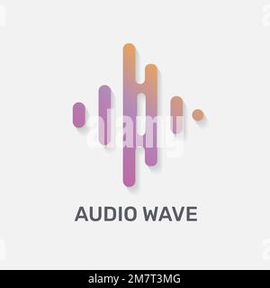 Audio wave music logo vector flat design with editable text Stock Vector