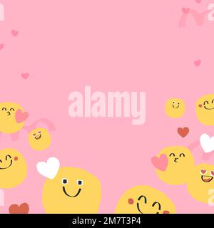 Cute background vector of doodle emoji with heart sign Stock Vector