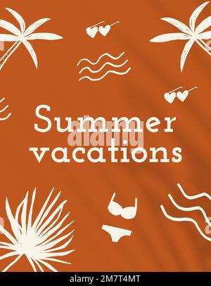 Summer vacation editable template vector in orange social media banner Stock Vector