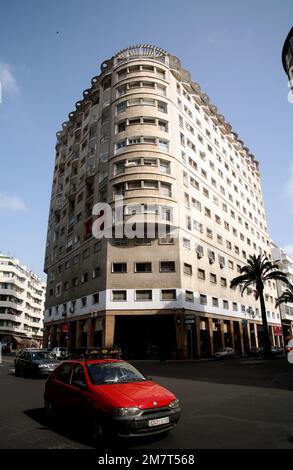 The 11 storey  Marignan Building on the Boulevard Mohammed V, Casablanca, constructed in 1954 Morocco.. Stock Photo