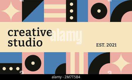 Editable blog banner template vector bauhaus inspired flat design creative studio text Stock Vector