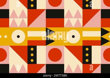 Bauhaus inspired pattern vector flat design background Stock Vector