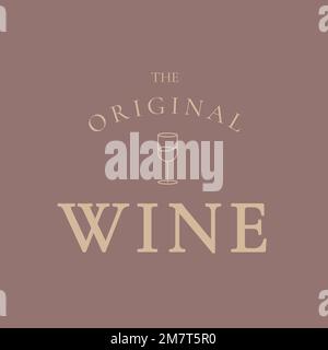 Wine bar logo template vector with minimal wine glass illustration Stock Vector