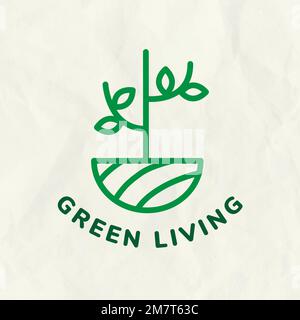 Line tree logo template vector for branding with text Stock Vector
