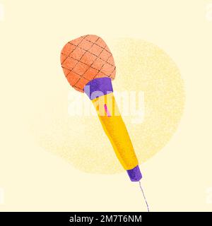 Orange microphone sticker vector flat design illustration Stock Vector