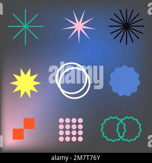 Abstract geometric shapes vector in funky style set Stock Vector