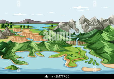 Landscape with geographical nature surface illustration Stock Vector