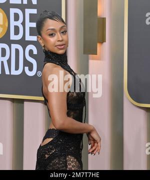 Liza Koshy arrives at the 80th Annual Golden Globe Awards held at The