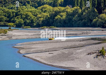 Jetboat on Shotover River, Queenstown, New Zealand, Wednesday, December 28, 2022. Stock Photo