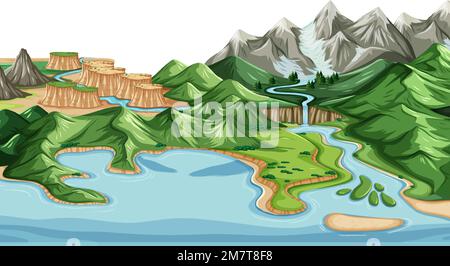 Landscape with geographical nature surface illustration Stock Vector