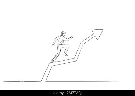 Cartoon of growth, balance, success, business opportunities concept. Continuous line art Stock Vector