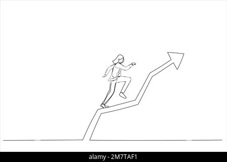 Cartoon of growth, balance, success, business opportunities concept. Continuous line art Stock Vector