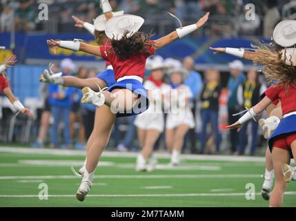 Arlington, Texas, USA. 2nd Jan, 2023. Kilgore Rangerettes before the NCAA Football game between the Tulane Green Wave and the USC Trojans at AT&T Stadium in Arlington, Texas. Matthew Lynch/CSM/Alamy Live News Stock Photo