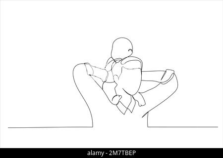 drawing of baby sitting on father single line art style 2m7tbep