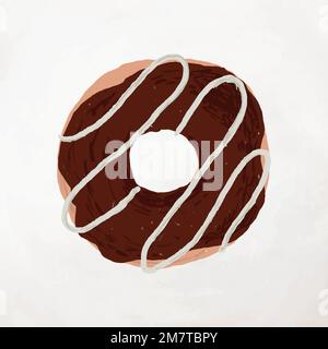 Chocolate frosted donut element vector cute hand drawn style Stock Vector