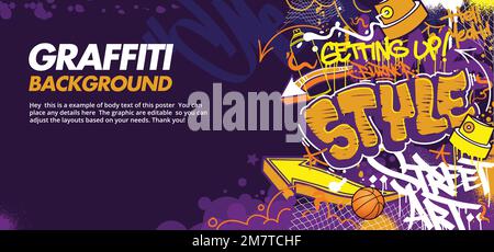 Colorful Graffiti Wall Art Background Street Art Hip-Hop Urban Vector Illustration Background. Seamless amazing graffiti art background Stock Vector