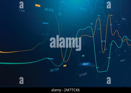 Global business background vector with stock chart in blue tone Stock Vector