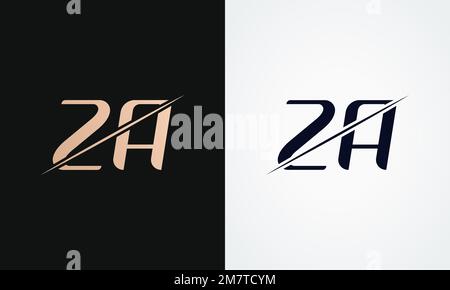 Za Letter Logo Design Vector Template. Gold And Black Letter Za Logo Design Stock Vector