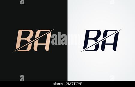 Ba Letter Logo Design Vector Template. Gold And Black Letter Ba Logo Design Stock Vector