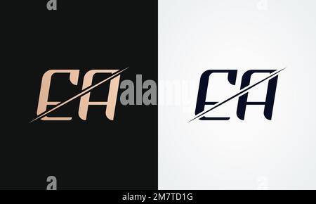 Ea Letter Logo Design Vector Template. Gold And Black Letter Ea Logo Design Stock Vector