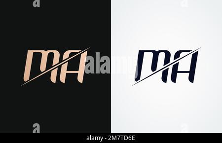 Ma Letter Logo Design Vector Template. Gold And Black Letter Ma Logo Design Stock Vector