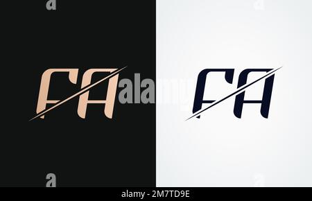 Fa Letter Logo Design Vector Template. Gold And Black Letter Fa Logo Design Stock Vector