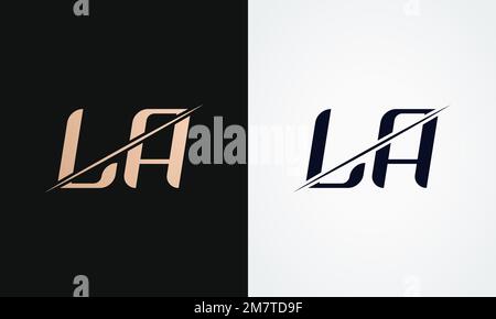 La Letter Logo Design Vector Template. Gold And Black Letter La Logo Design Stock Vector
