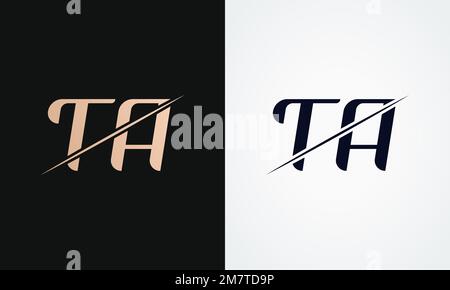 Ta Letter Logo Design Vector Template. Gold And Black Letter Ta Logo Design Stock Vector