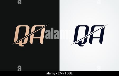 Qa Letter Logo Design Vector Template. Gold And Black Letter Qa Logo Design Stock Vector