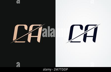 Ca Letter Logo Design Vector Template. Gold And Black Letter Ca Logo Design Stock Vector