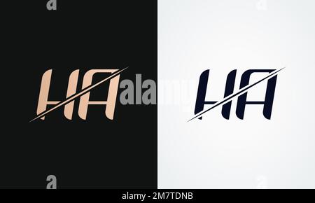 Ha Letter Logo Design Vector Template. Gold And Black Letter Ha Logo Design Stock Vector