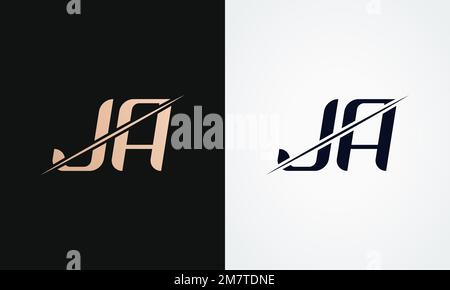 Ja Letter Logo Design Vector Template. Gold And Black Letter Ja Logo Design Stock Vector