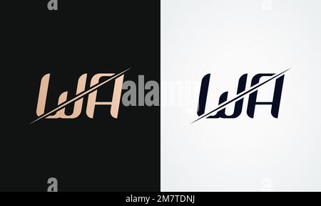 Wa Letter Logo Design Vector Template. Gold And Black Letter Wa Logo Design Stock Vector