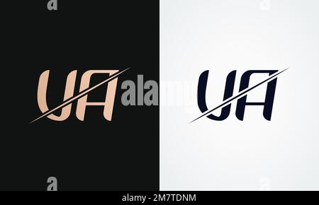 Va Letter Logo Design Vector Template. Gold And Black Letter Va Logo Design Stock Vector