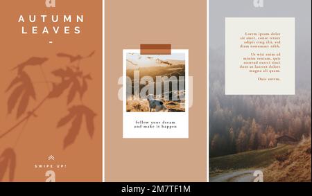 Autumn color  tone social media blog mobile phone template vector Stock Vector
