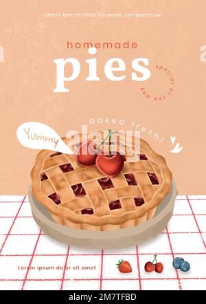 Hand Drawn Fruit And Berry Pie With Filling In Flower Shape. Vector 