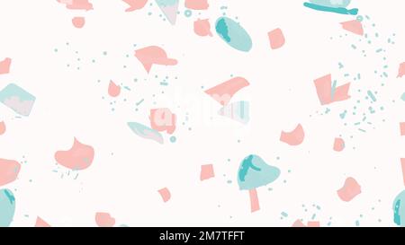 Colorful terrazzo abstract background vector seamless pattern in pink and blue Stock Vector