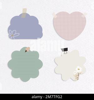 Set of different shape and color reminder notes on textured paper background vector Stock Vector