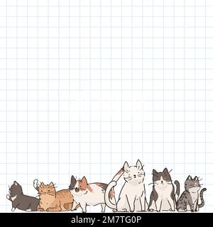 Cat lover pattern graph note paper template vector Stock Vector