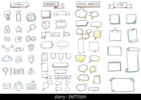 Hand drawn visual thinking elements vector set Stock Vector
