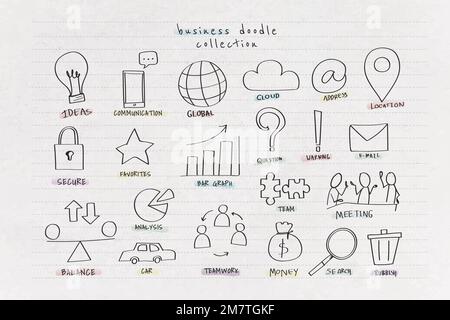 Business doodle collection design vector Stock Vector