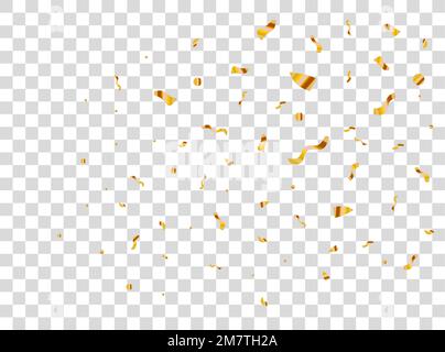 Falling shiny golden confetti isolated on transparent background ...