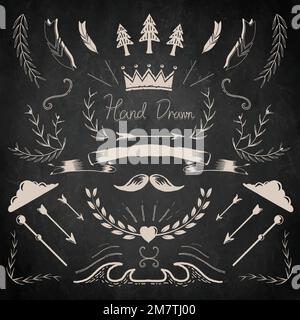 Hand drawn vintage element vector set Stock Vector