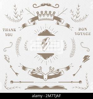 Hand drawn vintage element vector set Stock Vector