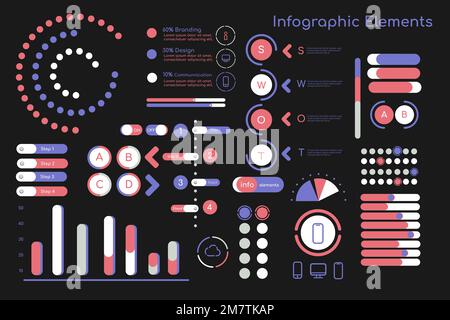 Colorful infographic design elements vector collection Stock Vector