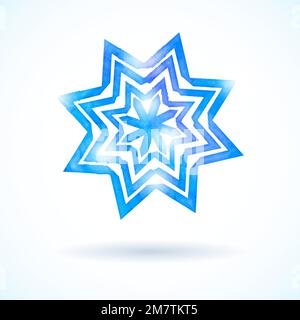 Vector card with shining blue watercolor snowflake Stock Vector